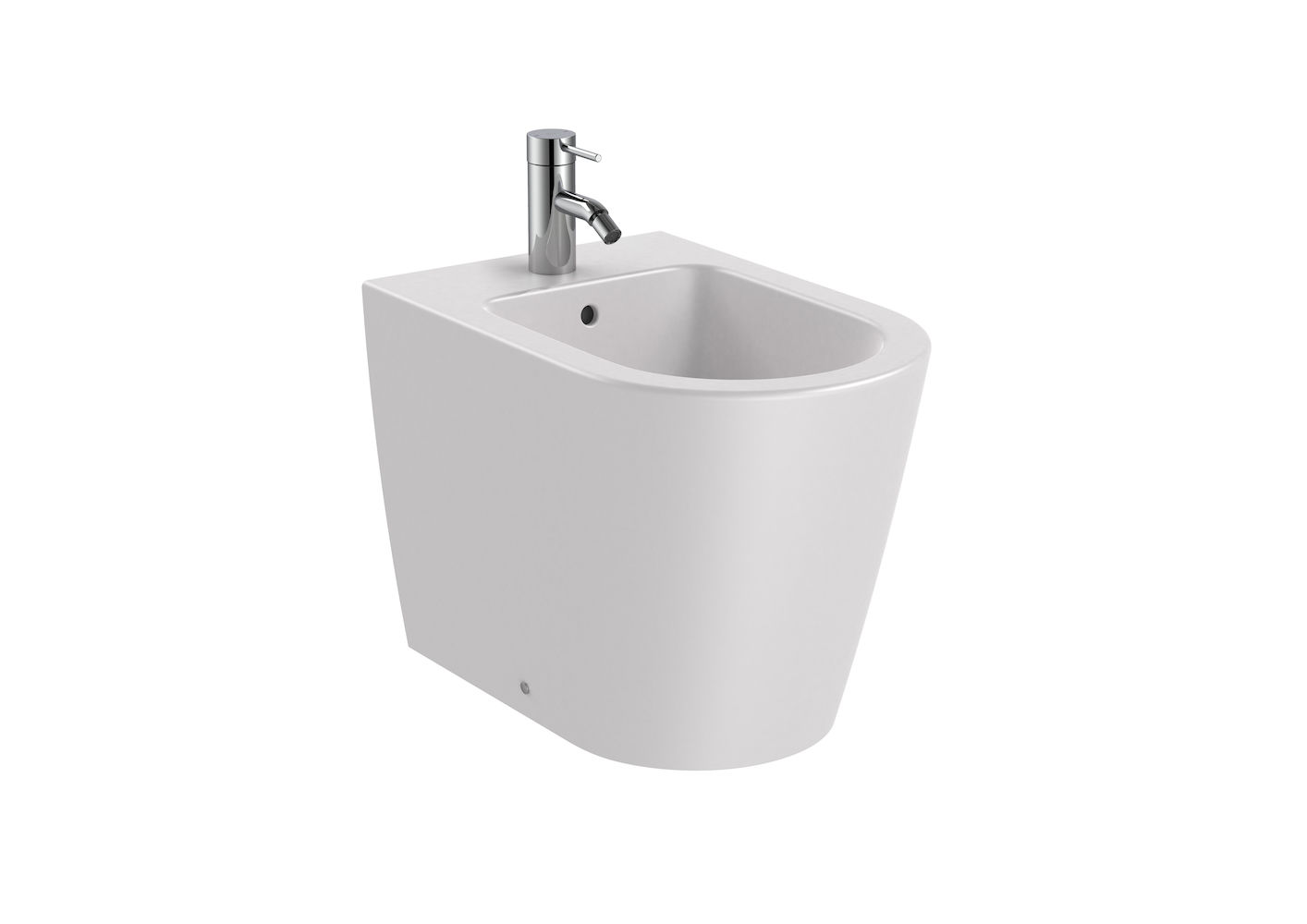 ROUND - Back to wall vitreous china bidet PEARL