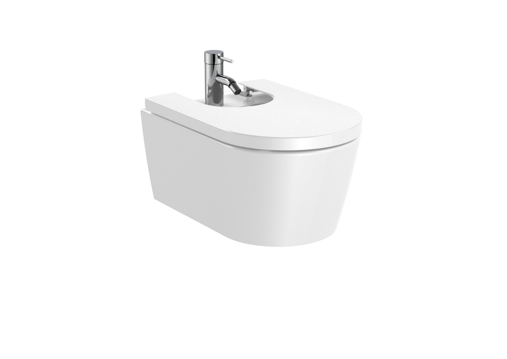 ROUND - Vitreous china wall-hung bidet WHITE