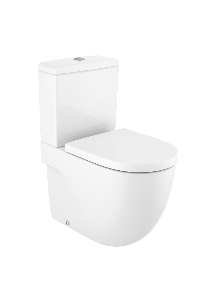 Compact back to wall vitreous china close-coupled Rimless WC with dual outlet A34224L000