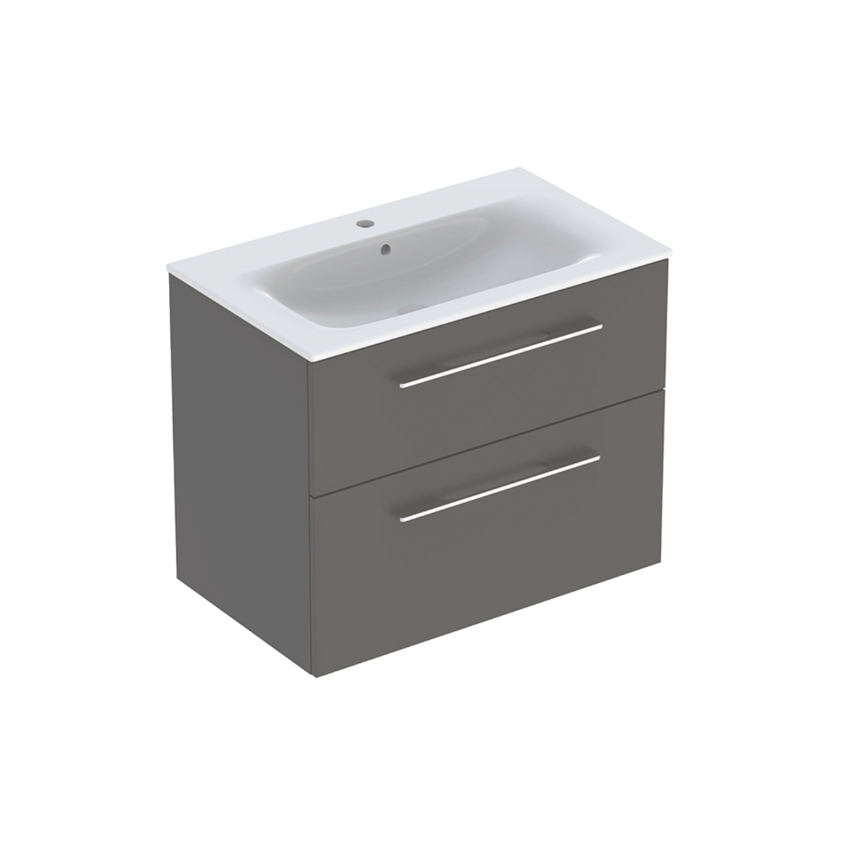 Selnova Square Vanity Basin With Cabinet, Two Drawers 800mm - Lava