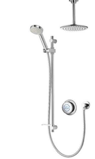 Quartz Classic Concealed Shower with Wall Mounted Fixed & Adjustable Heads - Pumped