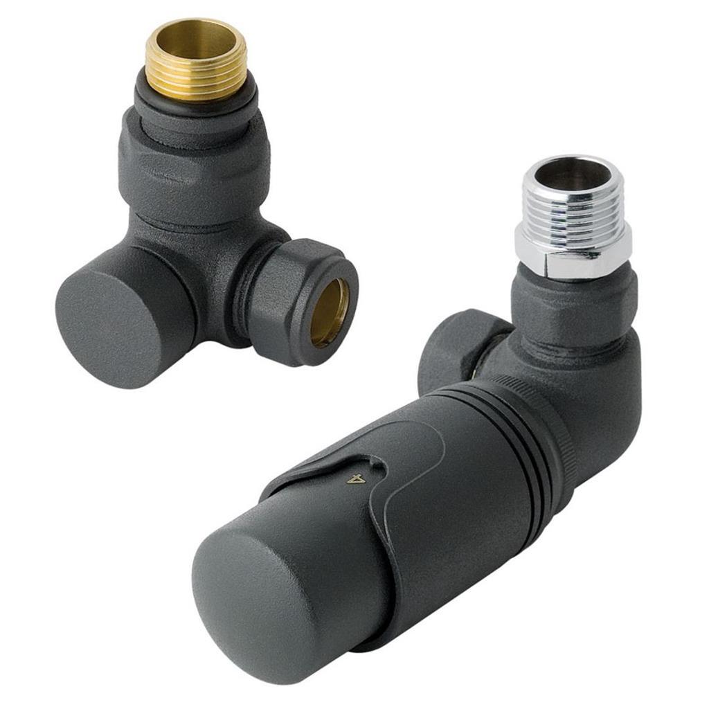 15mm Corner TRV & Lockshield Valve Matt Anthracite Matt Anthracite