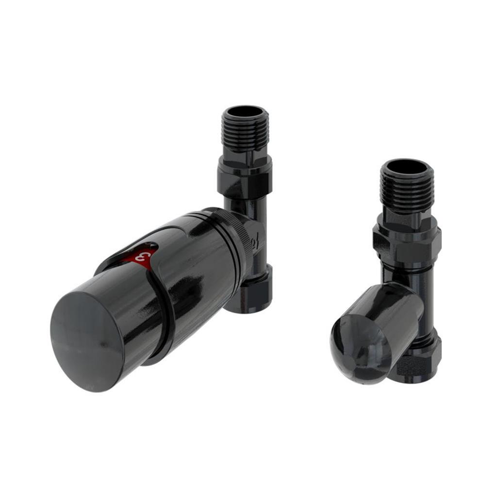 15mm Straight TRV and Lockshield Valve Black Gold