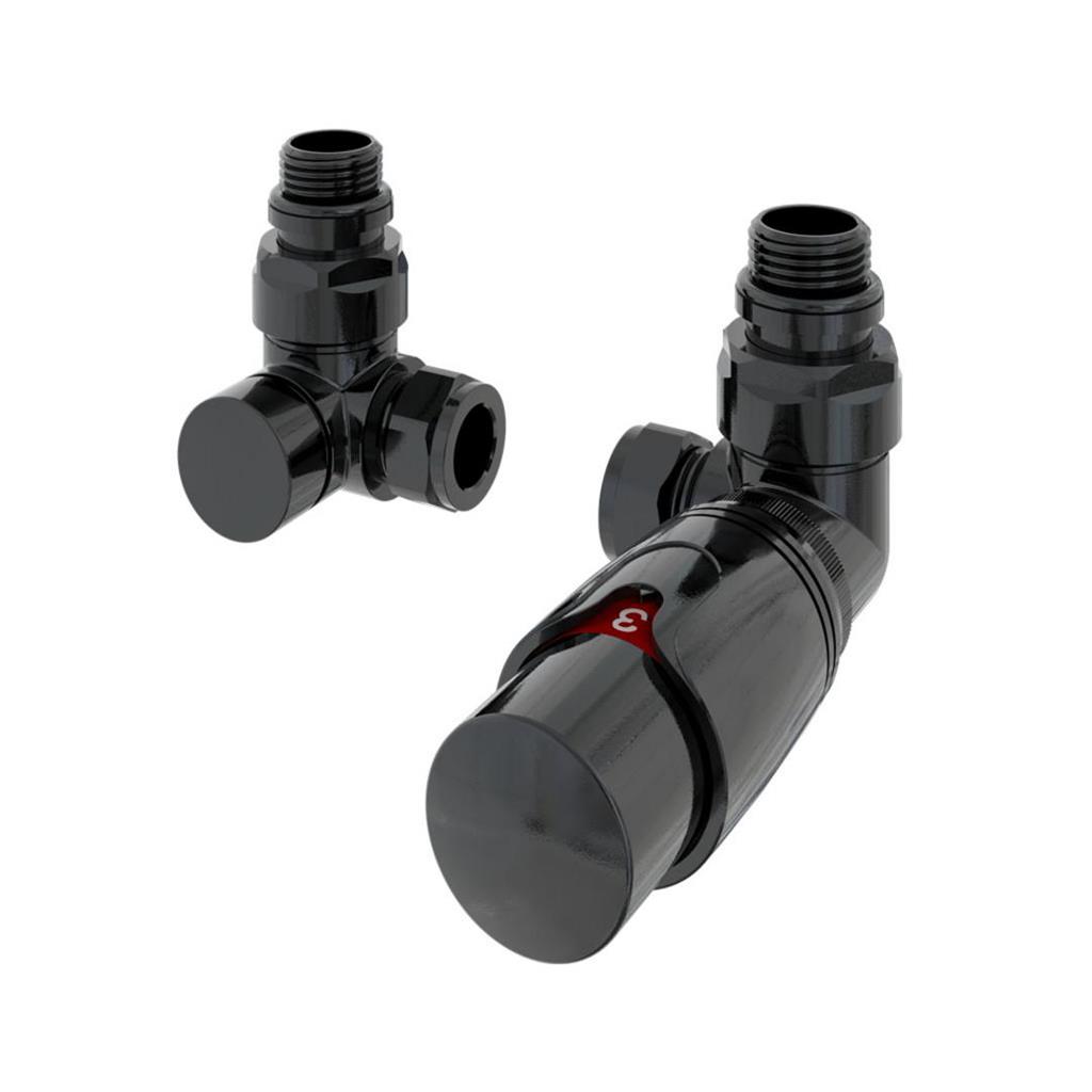15mm Corner TRV and Lockshield Valve Black Gold