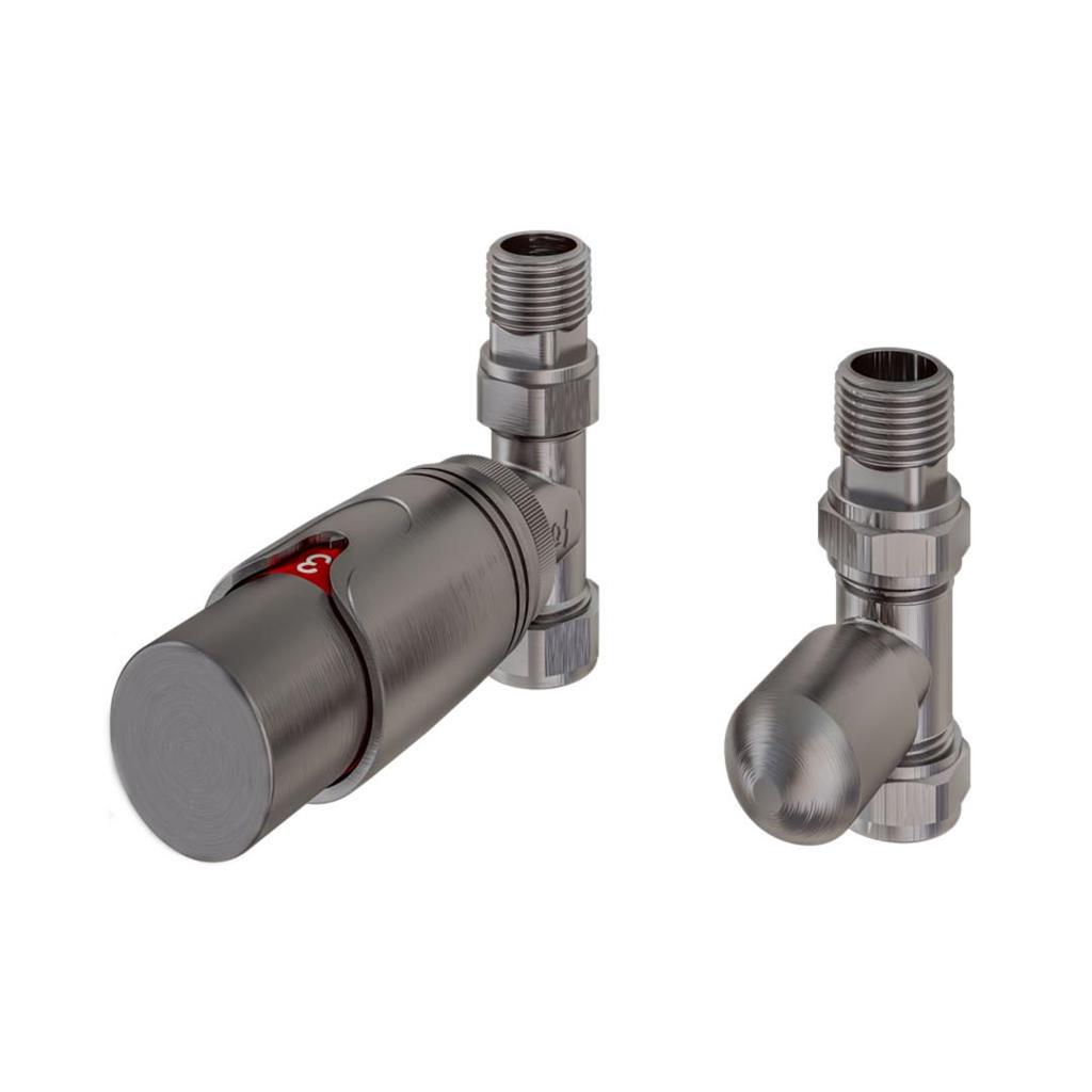 15mm Straight TRV and Lockshield Valve Brushed Gunmetal