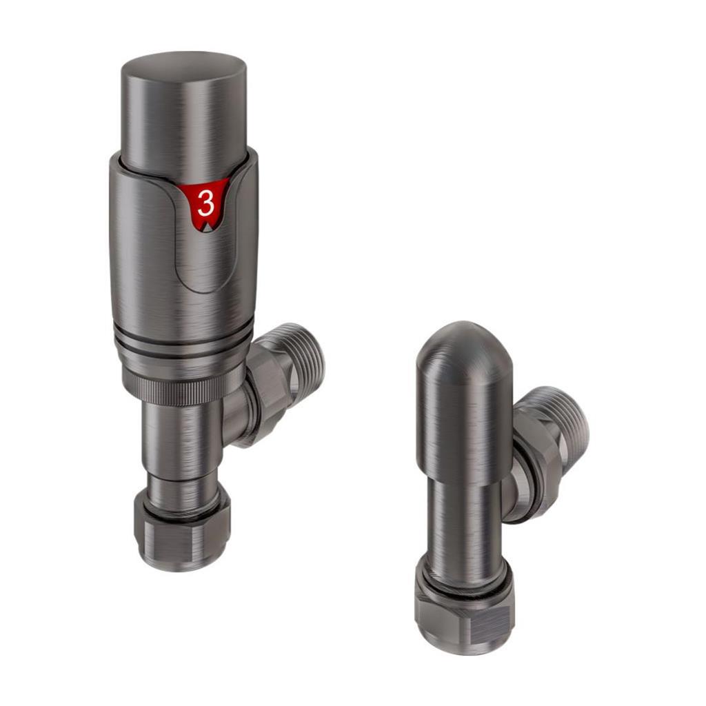 15mm Angled TRV and Lockshield Valve Brushed Gunmetal