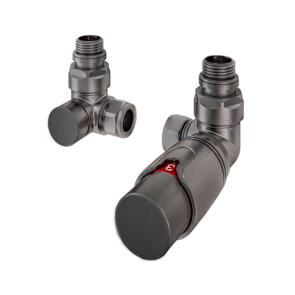 15mm Corner TRV and Lockshield Valve Brushed Gunmetal
