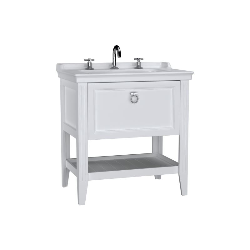 VitrA Valarte Washbasin Unit; 80 cm; with drawer three tap holes; Matte White62189