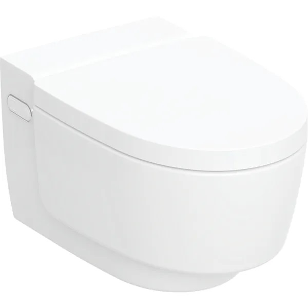Geberit AquaClean Tuma Comfort WC Complete Solution Wall Hung Pan & Seat with White Cover Detail
