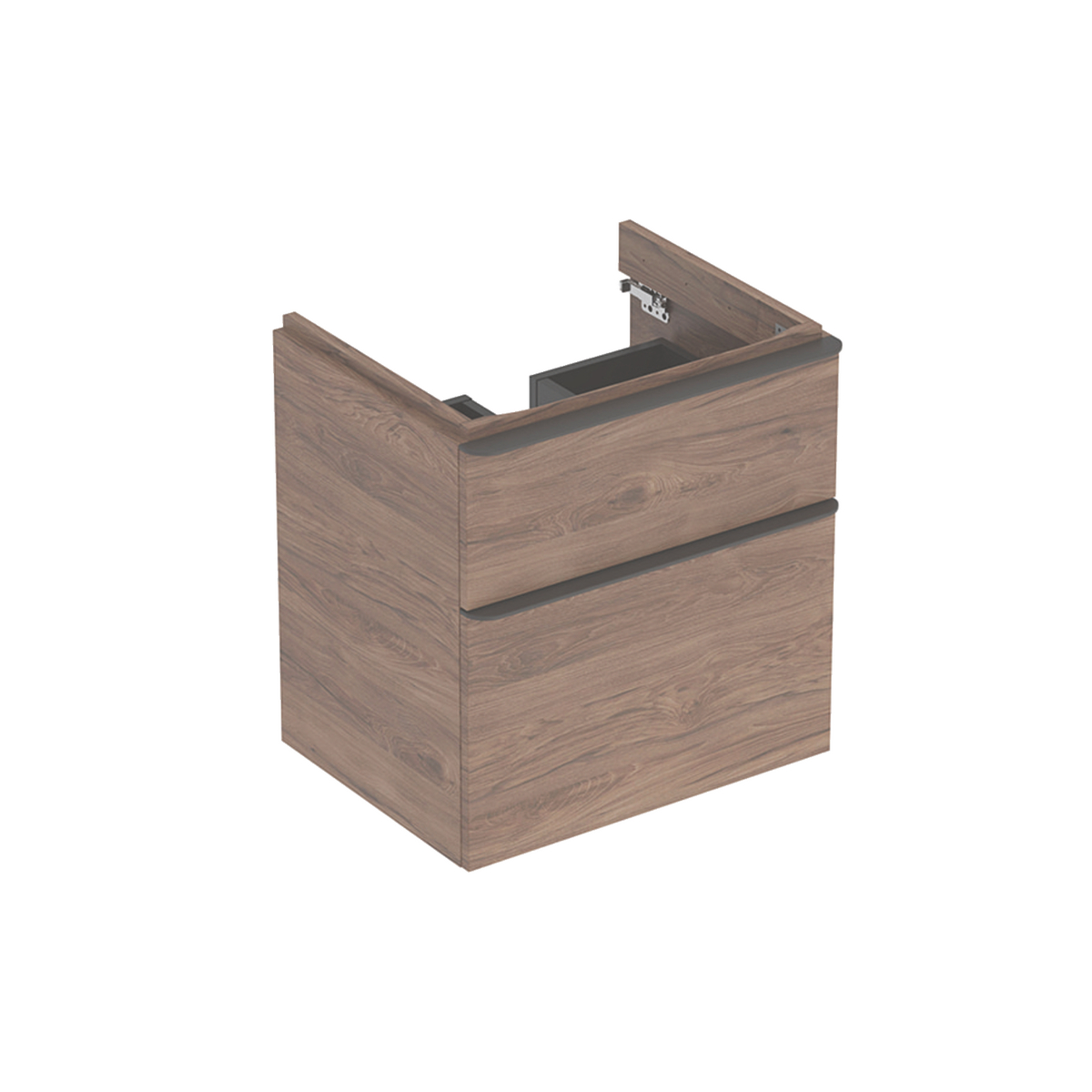 Smyle Square 600mm washbasin unit 2 drawer Walnut