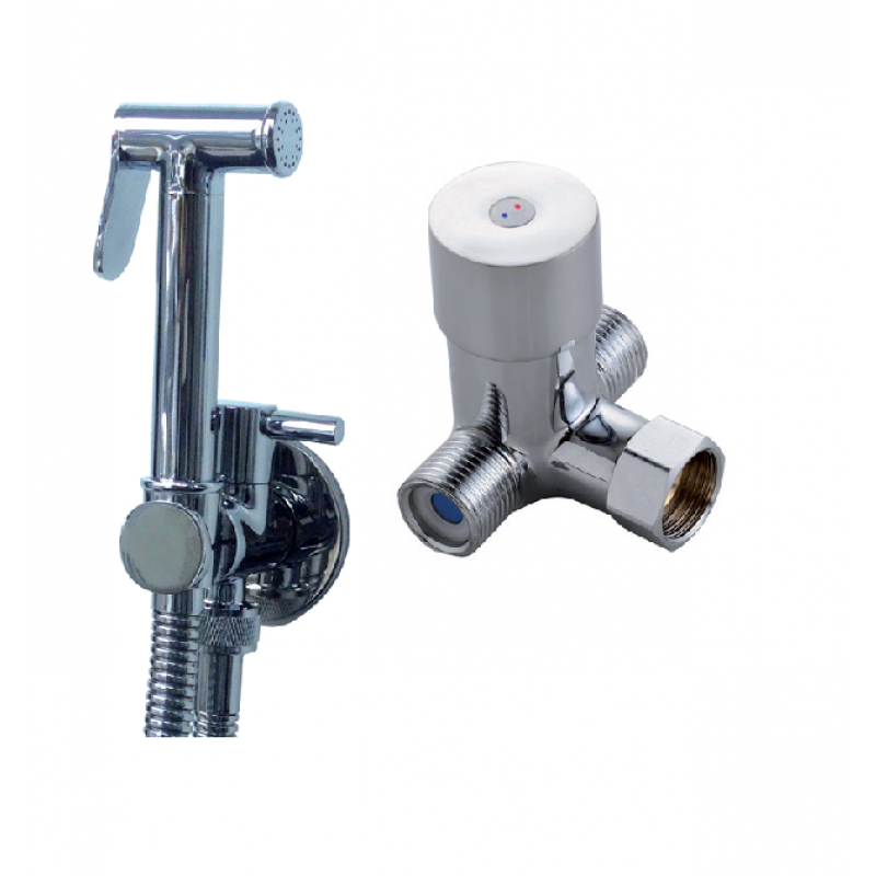 Slim, round douche pack with manual mixing valve (2111MDV)