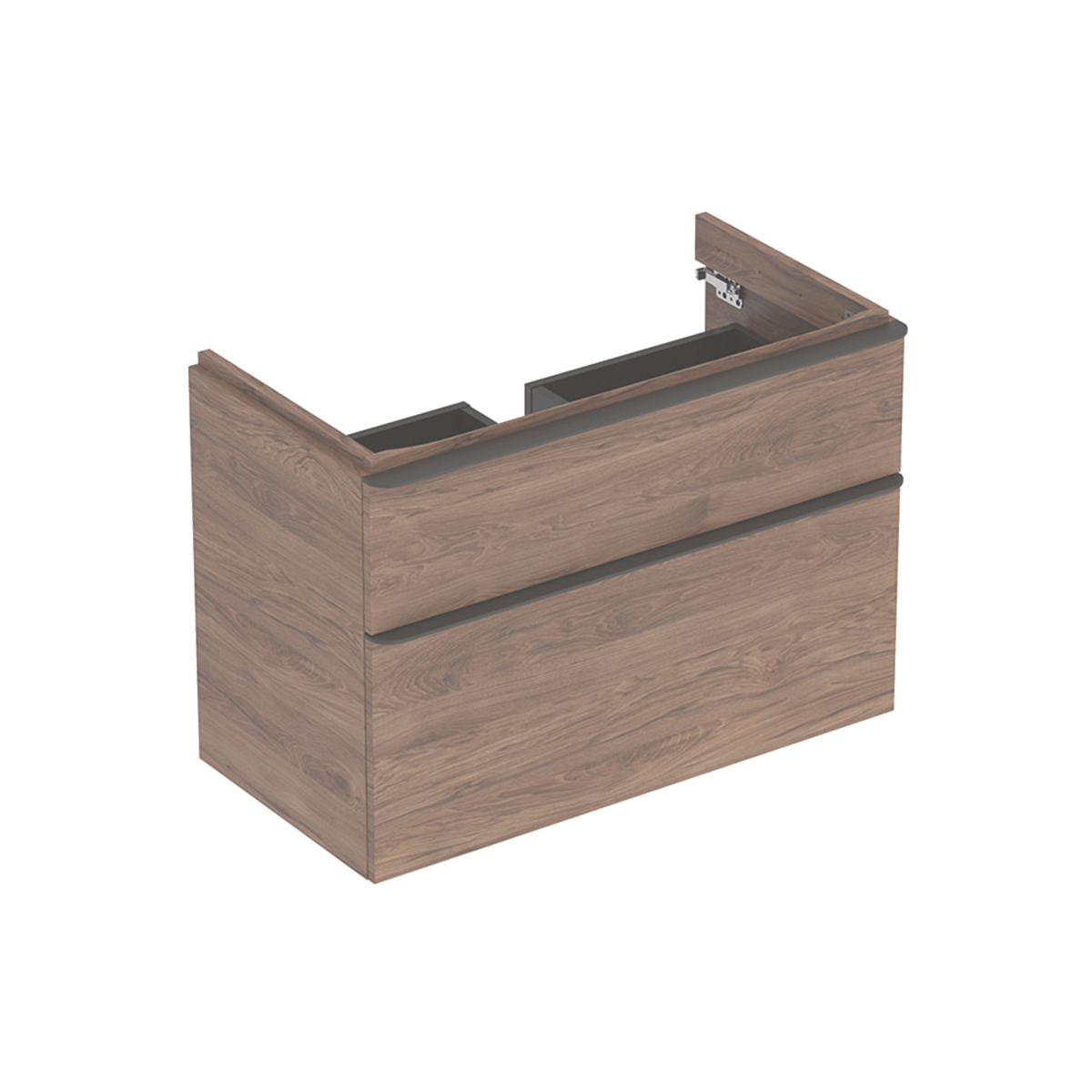 Smyle Square 900mm washbasin unit 2 drawer Walnut