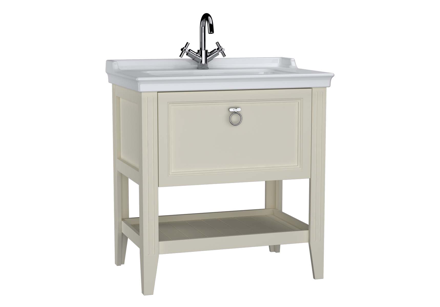 VitrA Valarte Washbasin Unit; 80 cm; with drawer 1 tap hole; Matte Ivory