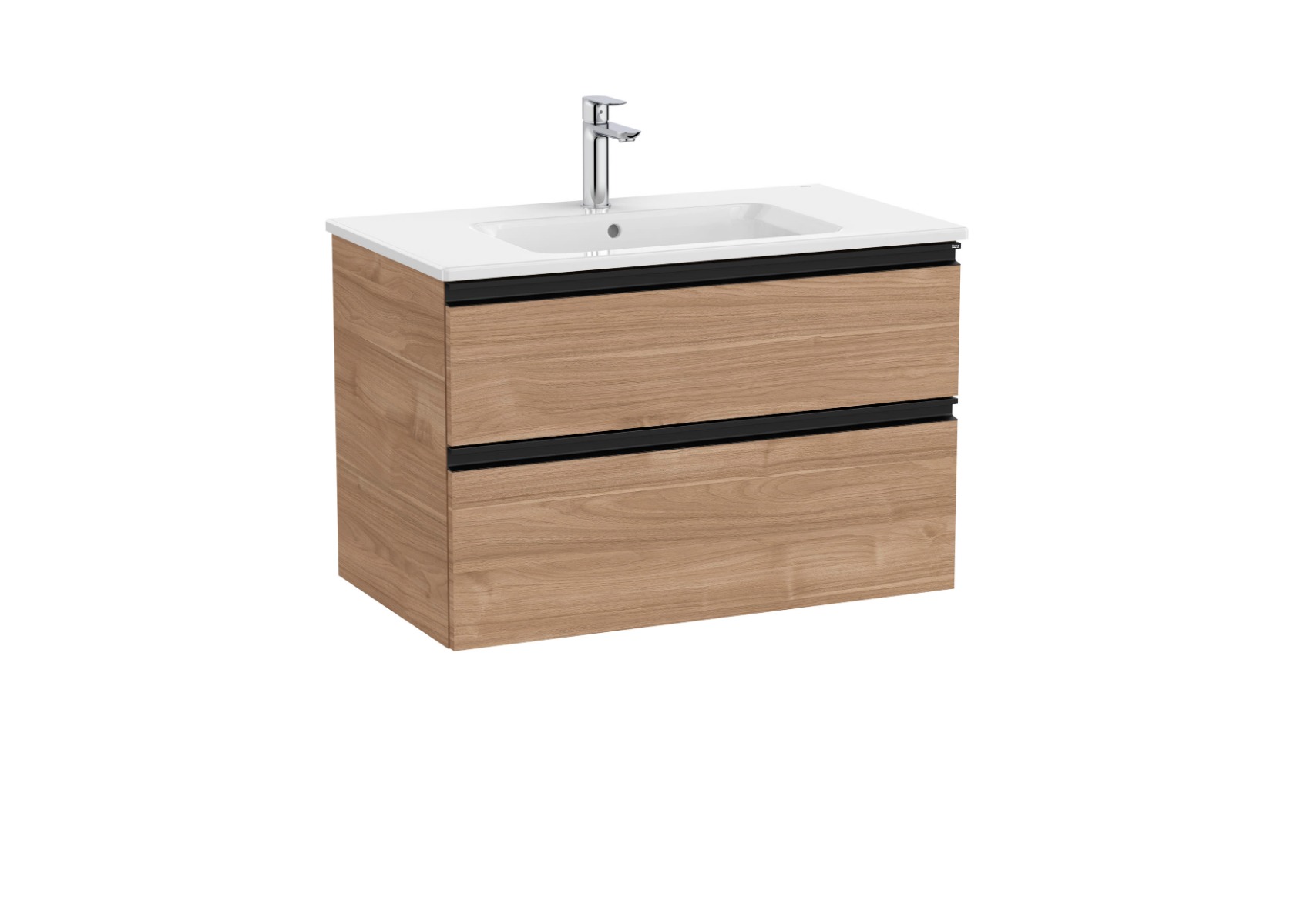 Vanity unit with 2 drawers and basin - Walnut