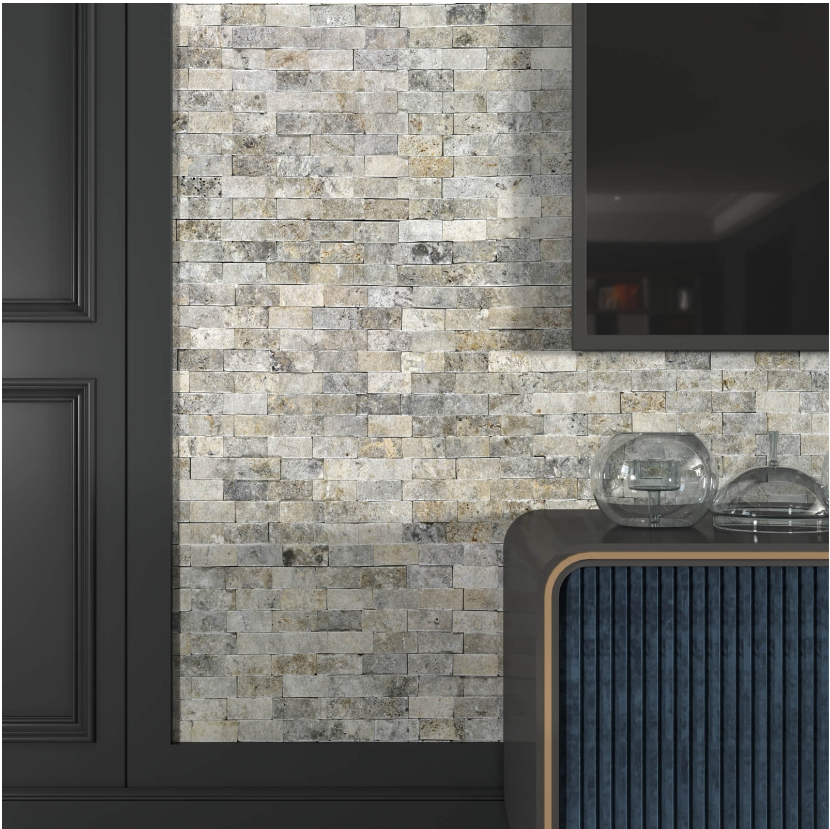 Silver Split Face (Travertine) 48x100mm- Price per m2