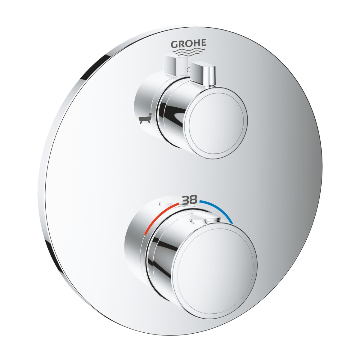 Grohtherm Thermostatic Mixer For 1 Outlet With Shut Off Valve Chrome