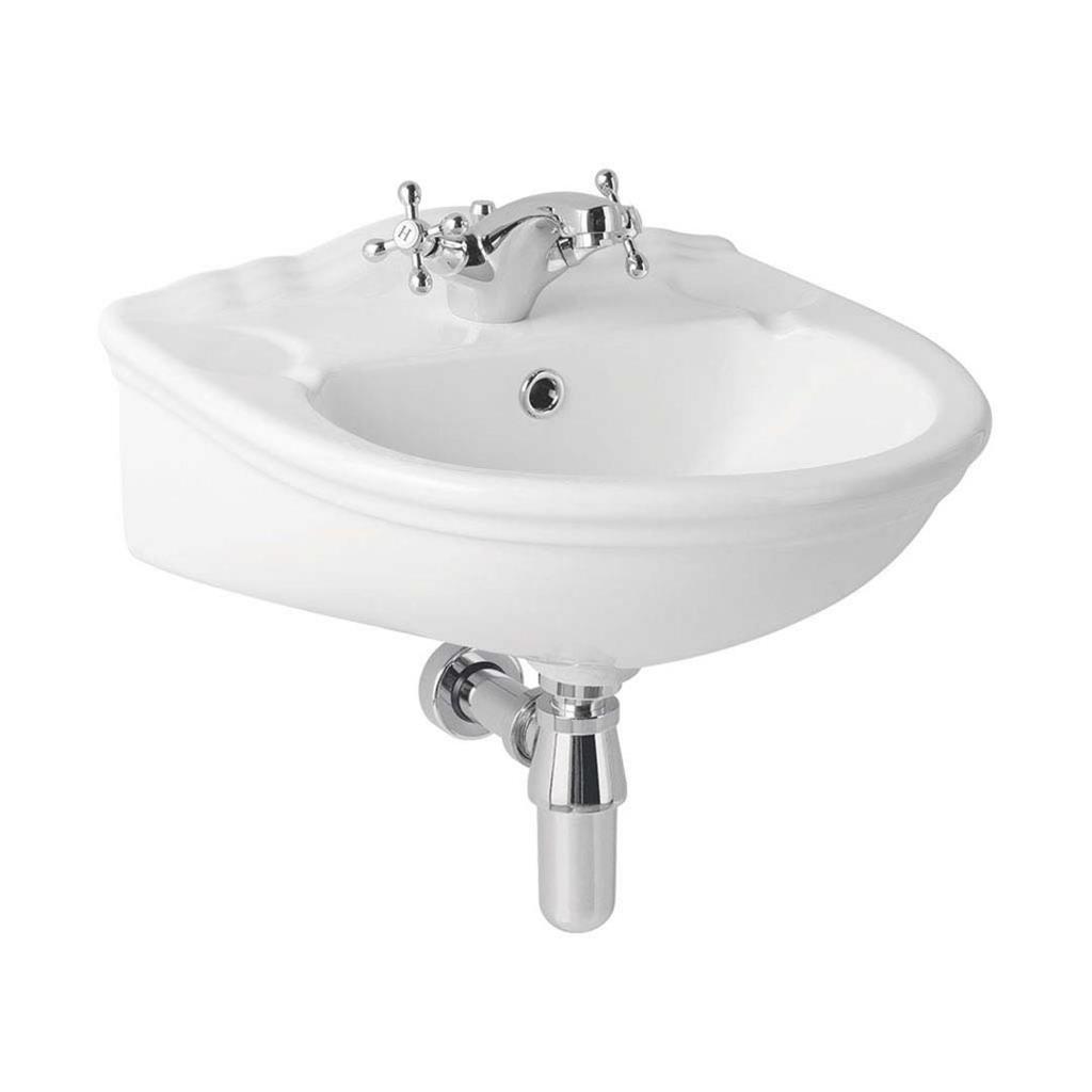 Tamarind 46cm x 39cm 2 Tap Hole Ceramic Basin with Overflow - White