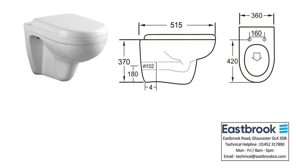 Dura Wall Hung WC Pan - White