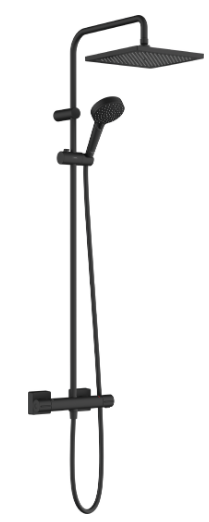 Vernis Shape Showerpipe 240 1jet with thermostat - Matt Black
