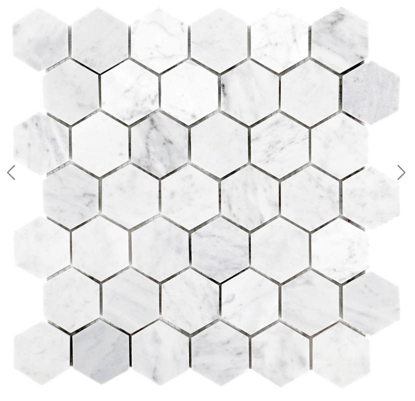Carrara White Hexagon Honed | Polished (Marble) 265x305mm- Price per m2