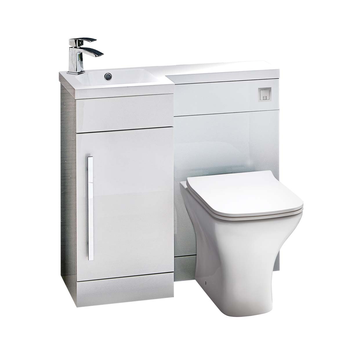 Lonavla L Shape 900 Floor Standing Vanity Unit - Gloss White