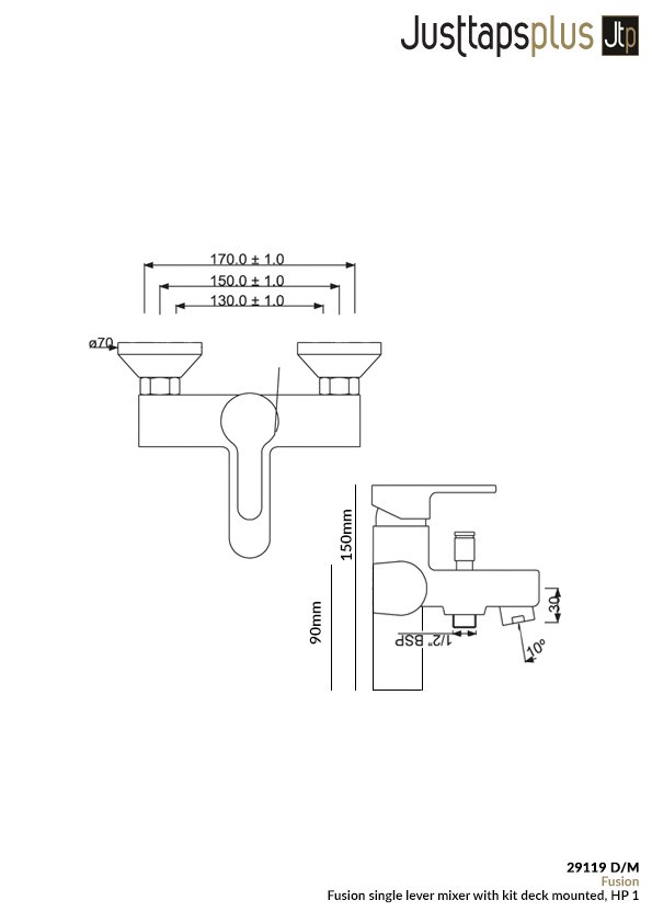 JTP - Fusion Bath Shower Mixer with Kit