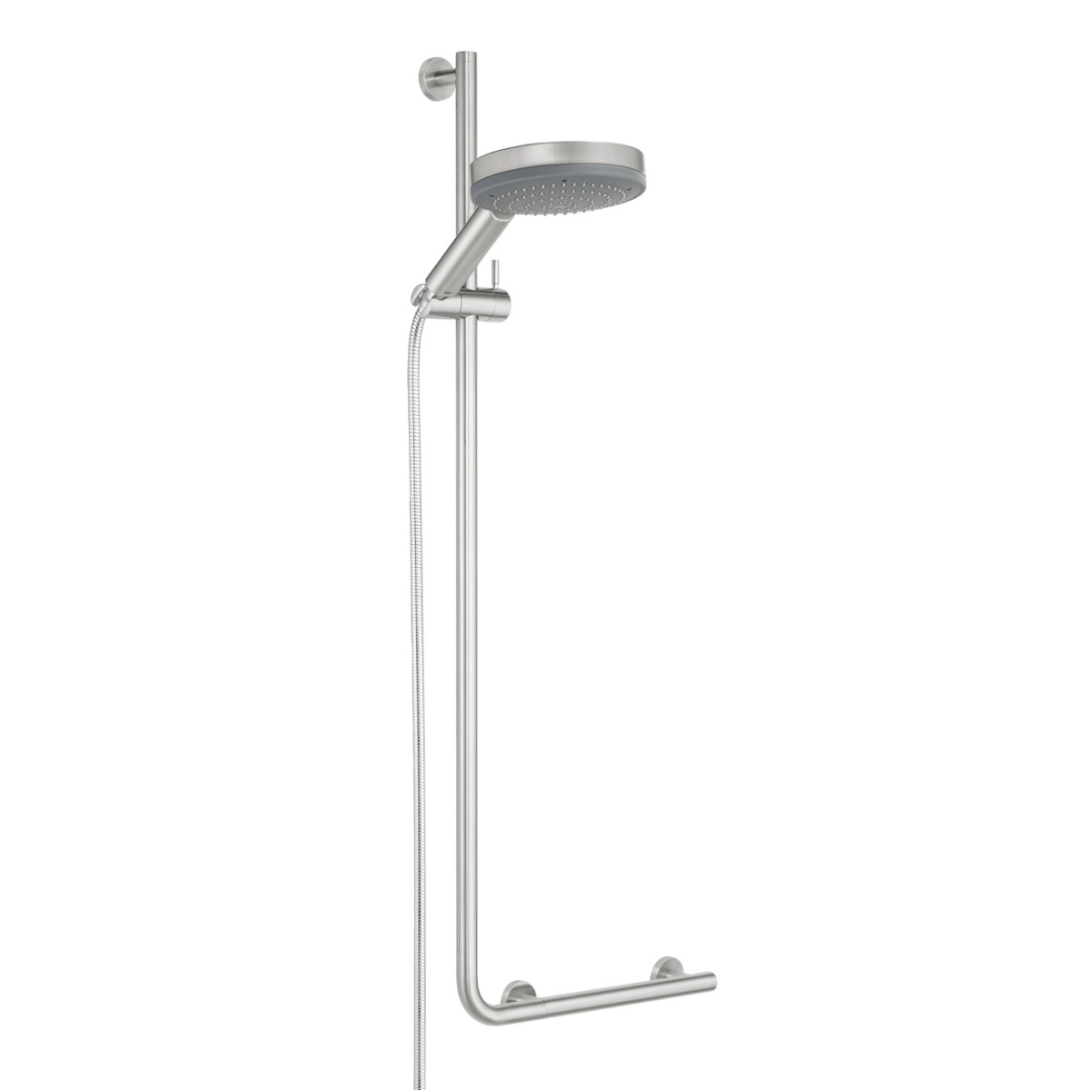 Safety Shower Bar 90° Brushed Finish Left