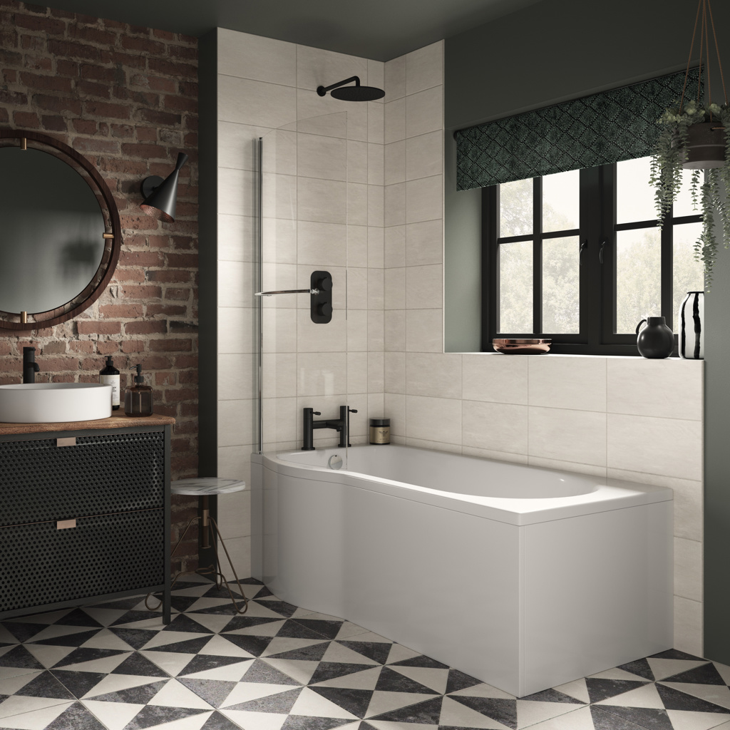 Amore 1700mm P Shower Bath Pack - Left Hand (incl. bath, front panel & screen) - Trojancast