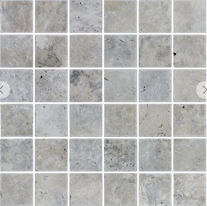 Silver Tumbled (Travertine) 48x48mm- Price per m2