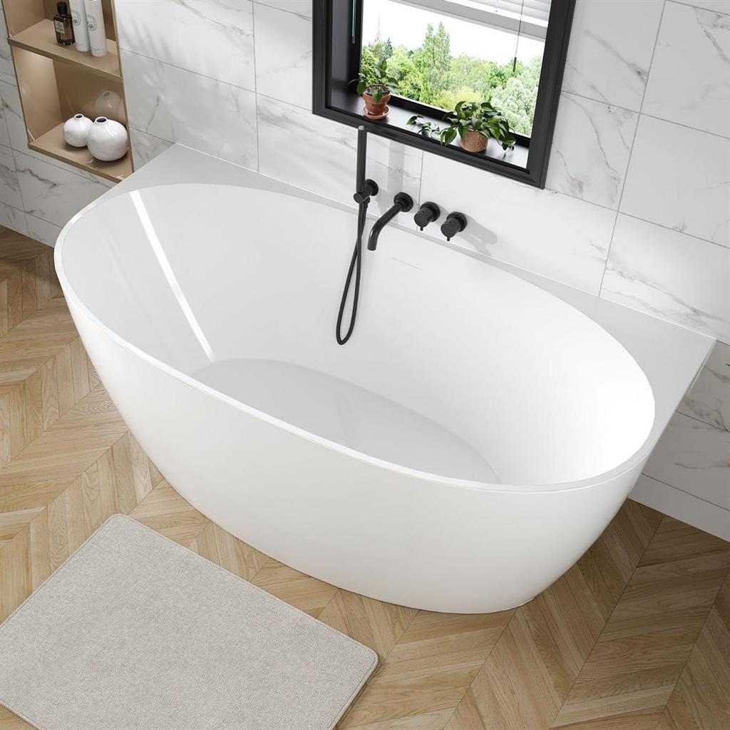 Harlton Back to wall (BTW) 1500 x 750 x 580mm (430mm depth) Freestanding Bath - Gloss White