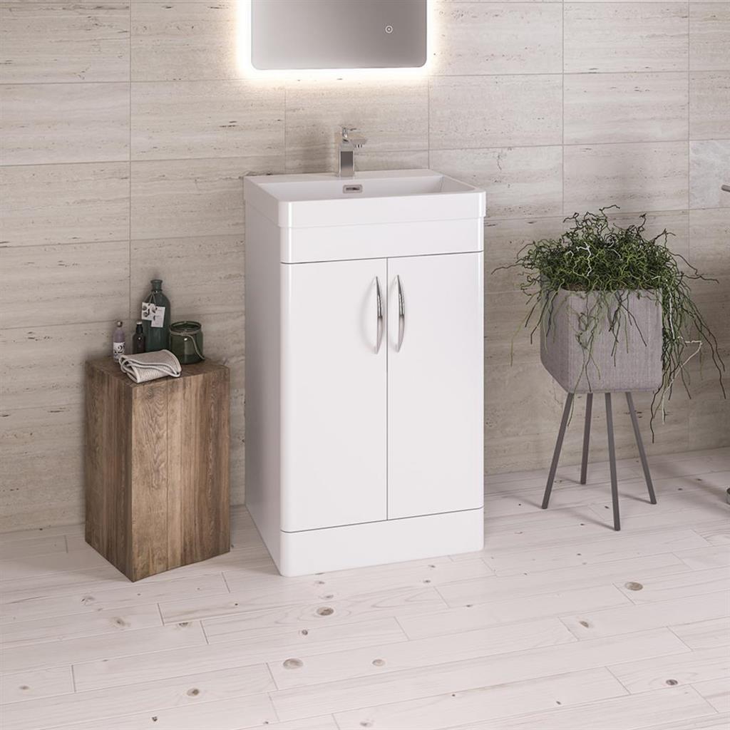 Cavone 50cm x 42cm 1 Tap Hole Polymarble Basin - High Gloss White