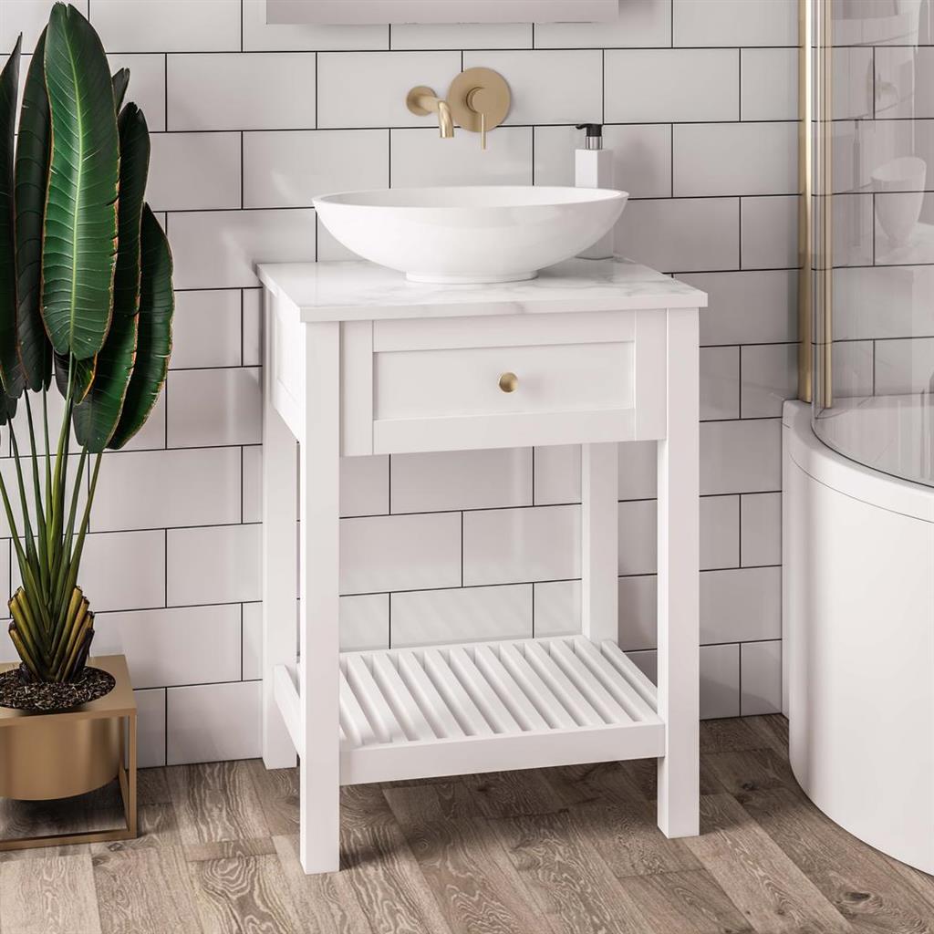 Hardwick 60CM Floor Standing Washstand - Matt White
