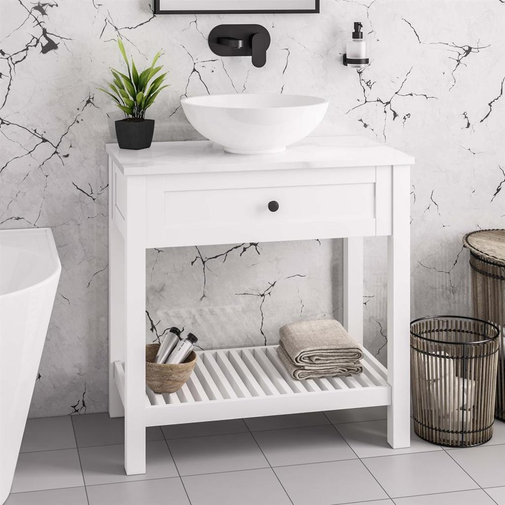 Hardwick 80CM Floor Standing Washstand - Matt White