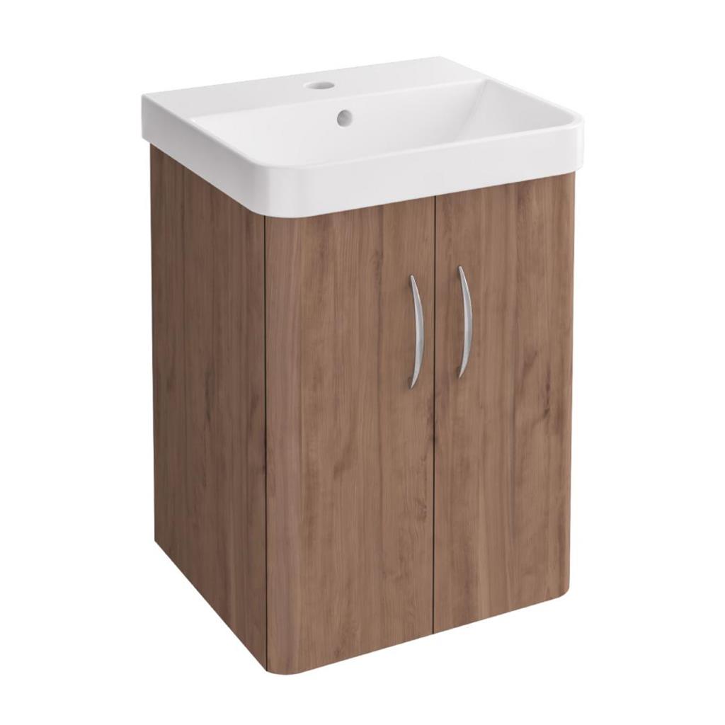 Cavone II 400mm Wall Hung 2 Door Wall Hung Basin Vanity Unit - Medium Oak