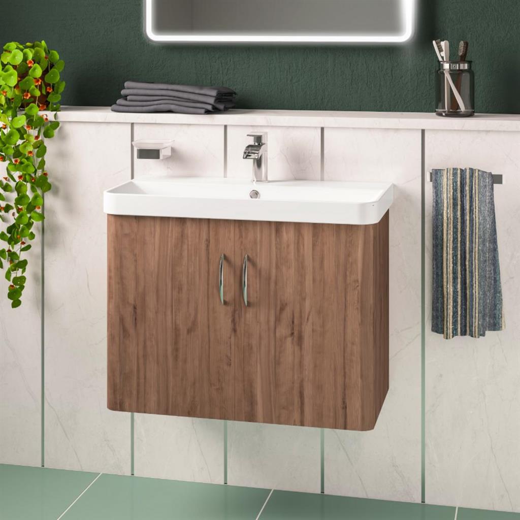 Cavone II 700x335mm Wall Hung 2 Door Unit - Medium Oak