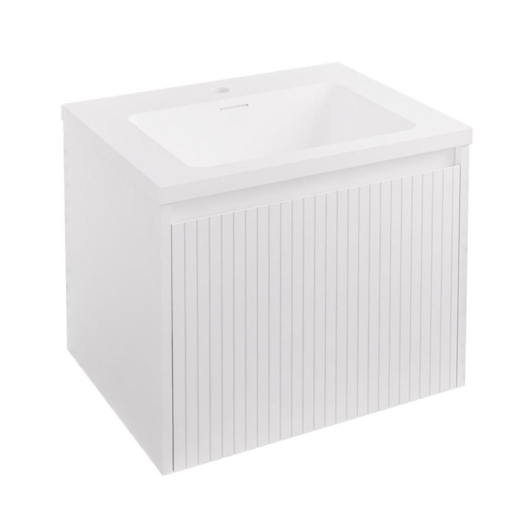 Stockton 60cm Fluted Wall Hung Unit 1 Drawer High Gloss White