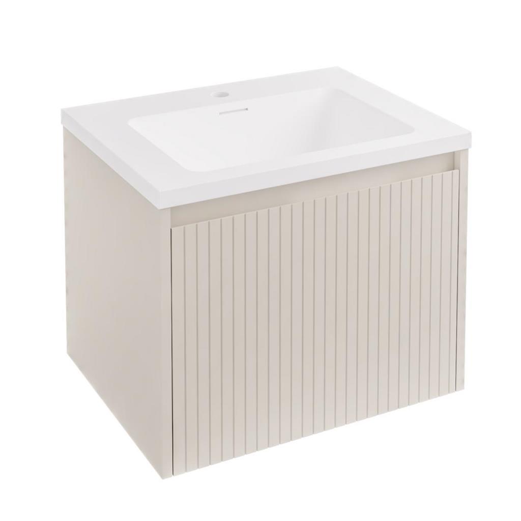 Stockton 60cm Fluted Wall Hung Unit 1 Drawer Cashmere