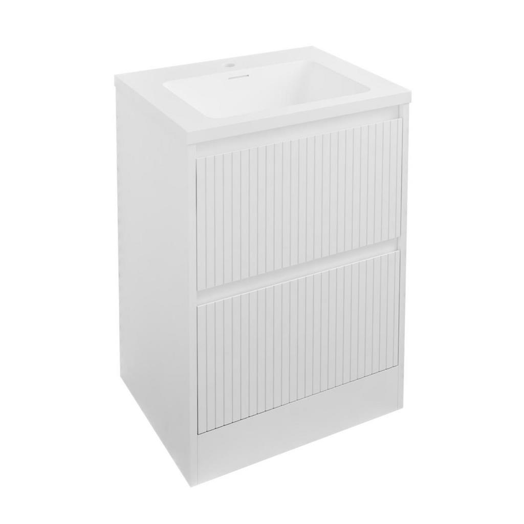 Stockton 60cm Fluted Vanity Drawer Base Unit - High Gloss White
