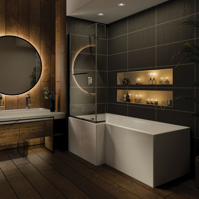 Amore 1700mm Cube Solarna L Shower Bath Pack - Left Hand (incl. bath, front panel & screen)