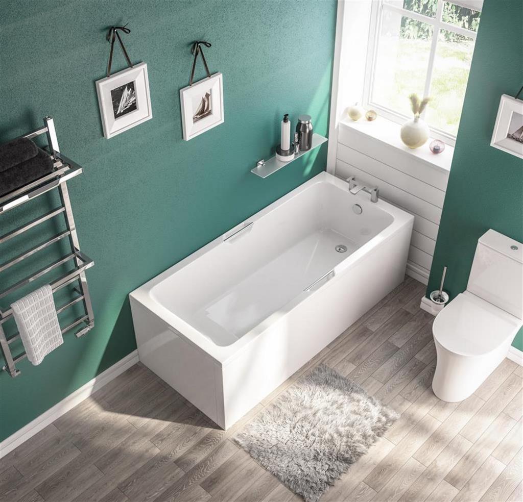 Portland 1600x700x350 Twin Grip (TG) Low Level Eco 5mm Bath - White