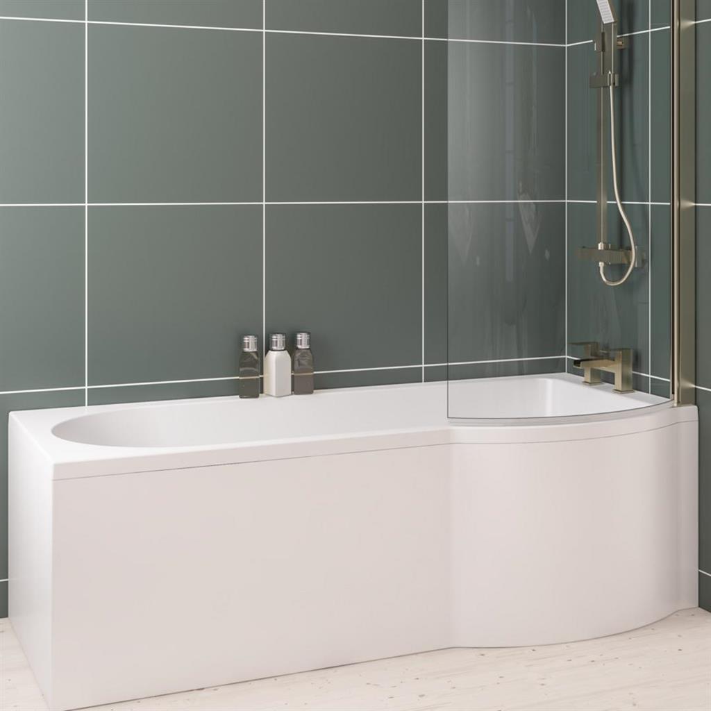 Portland P-Shape Universal Reinforced Beauforte End Panel 750x560mm - White