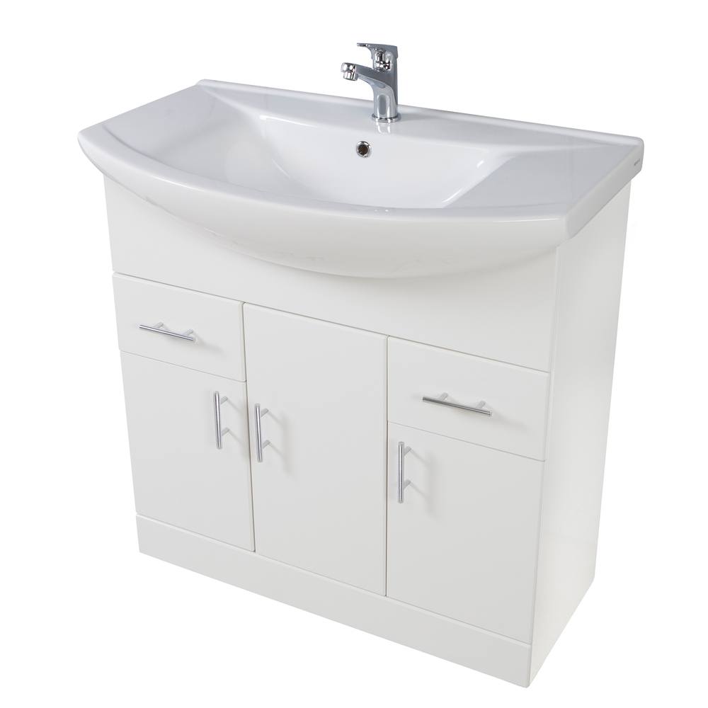 Loval 950mm Freestanding Vanity Unit & Basin - Gloss White