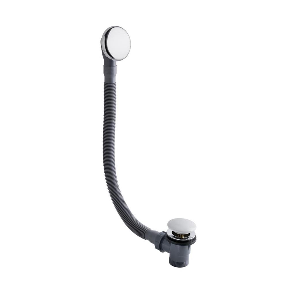 Ceramic Top bath waste white with a chrome overflow