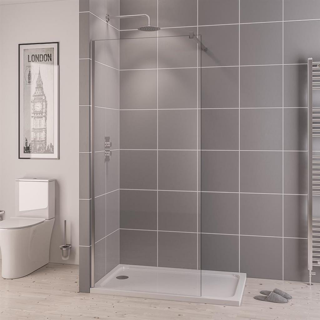 Vantage 2000 6mm Easy Clean 2000mm x 760mm Walk-In Shower Panel - Chrome