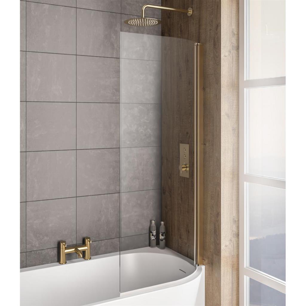 Bray 6mm 1400 x 730mm Right Hand Bath Screen Brushed Brass