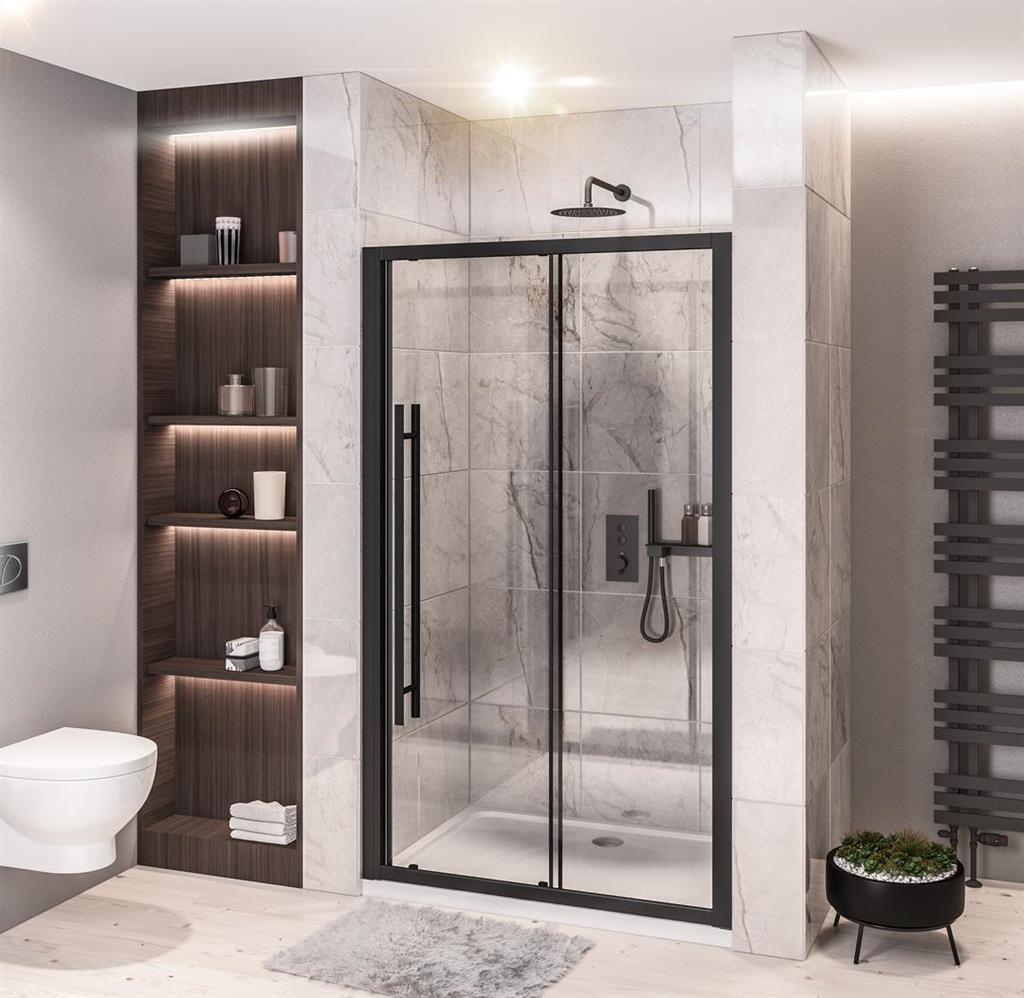 Vantage 2000 Easy Clean 2000x1500mm Slider Shower Door - Matt Black