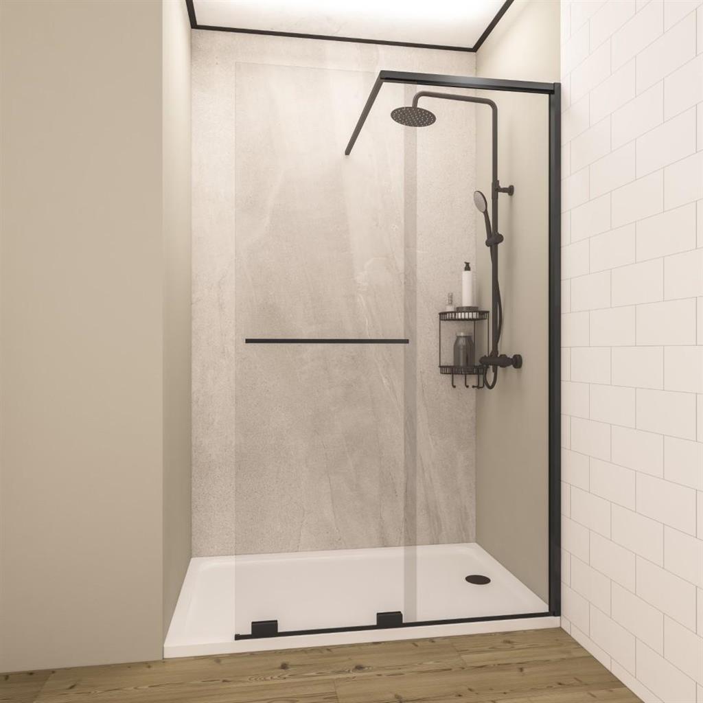 Corniche 2000 8mm Soft Close Walk in 1600 Slider RH Matt Black