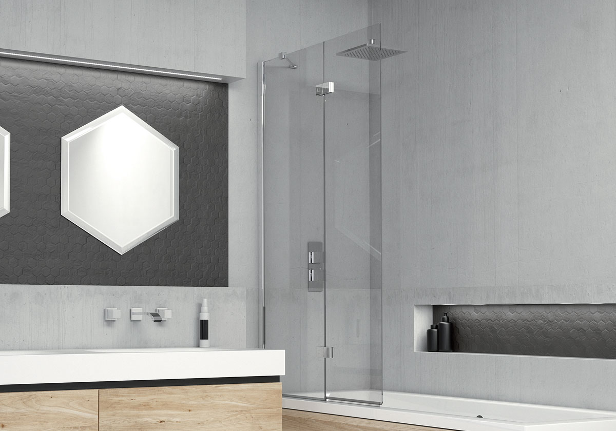 Two Panel In-Fold 6mm Bath Screen (RH)