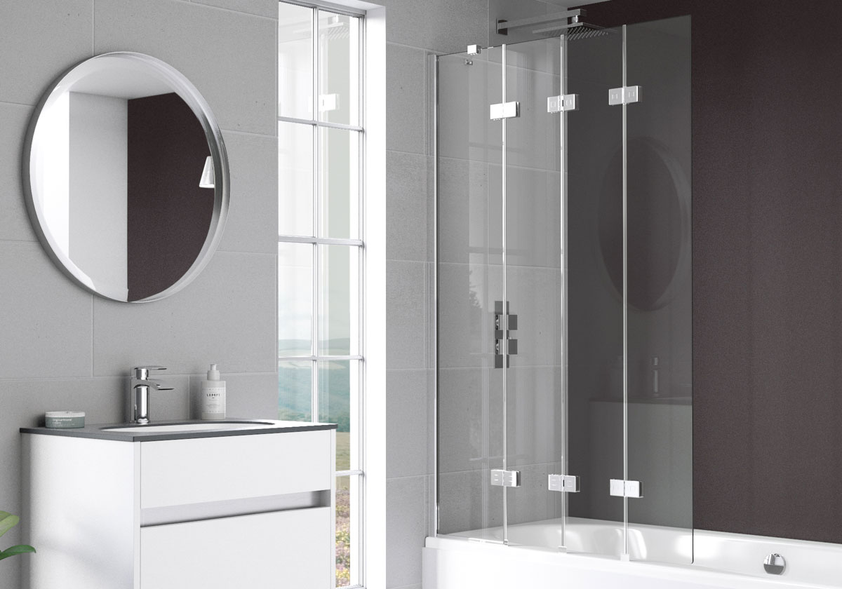 Four Panel In-Fold 6mm Bath Screen (RH)