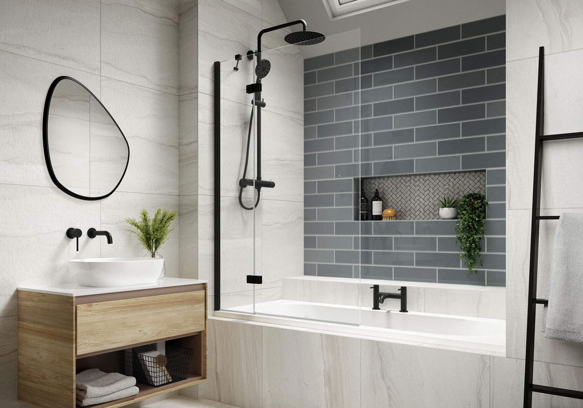 Two Panel Out-Swing 6mm Bath Screen (RH)